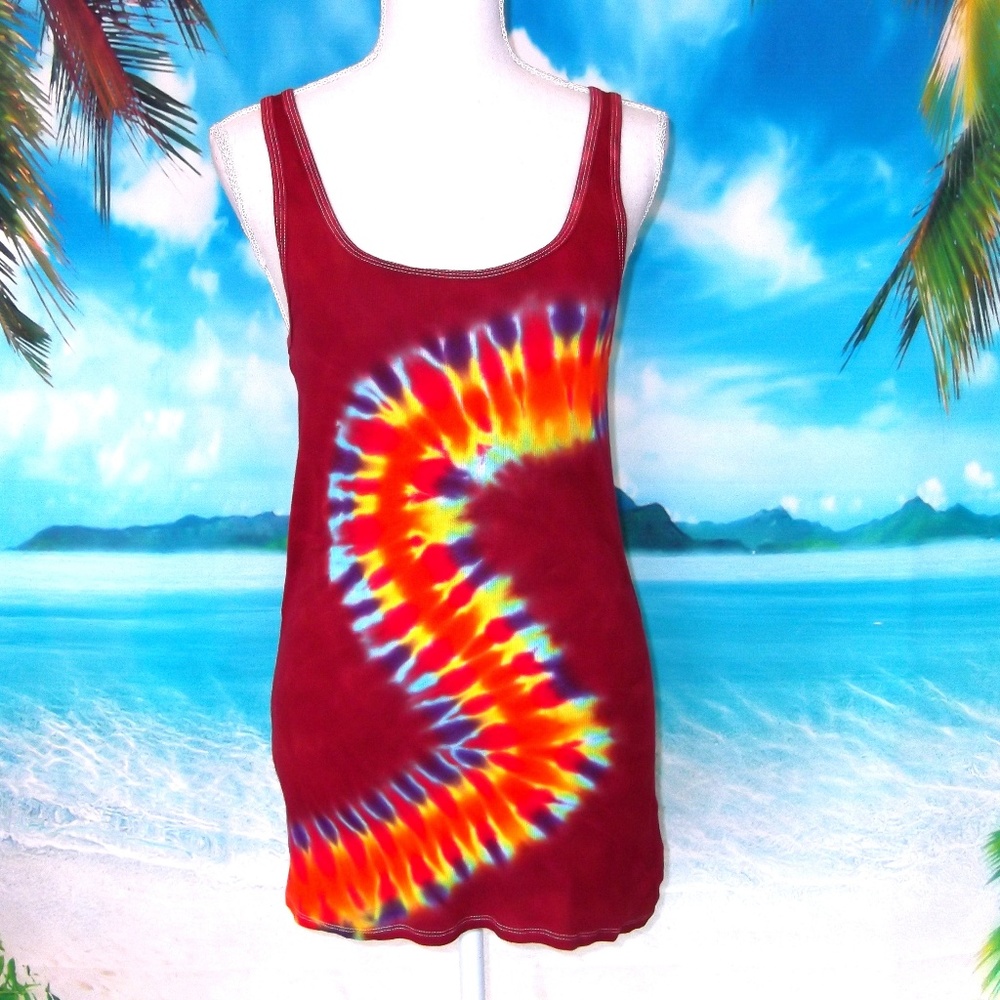 Mossimo Burgundy Tie Dye Tank Top Size XL